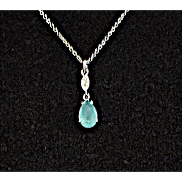 Vintage Silver Necklace with Aqua Marie Pendant - Picture 1 of 3